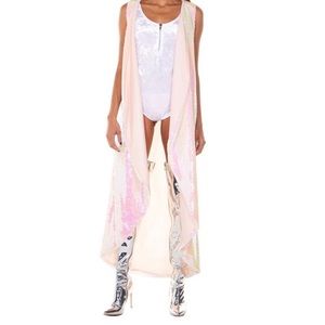 RAVE/FESTIVAL PINK SEQUIN HOODED DUSTER